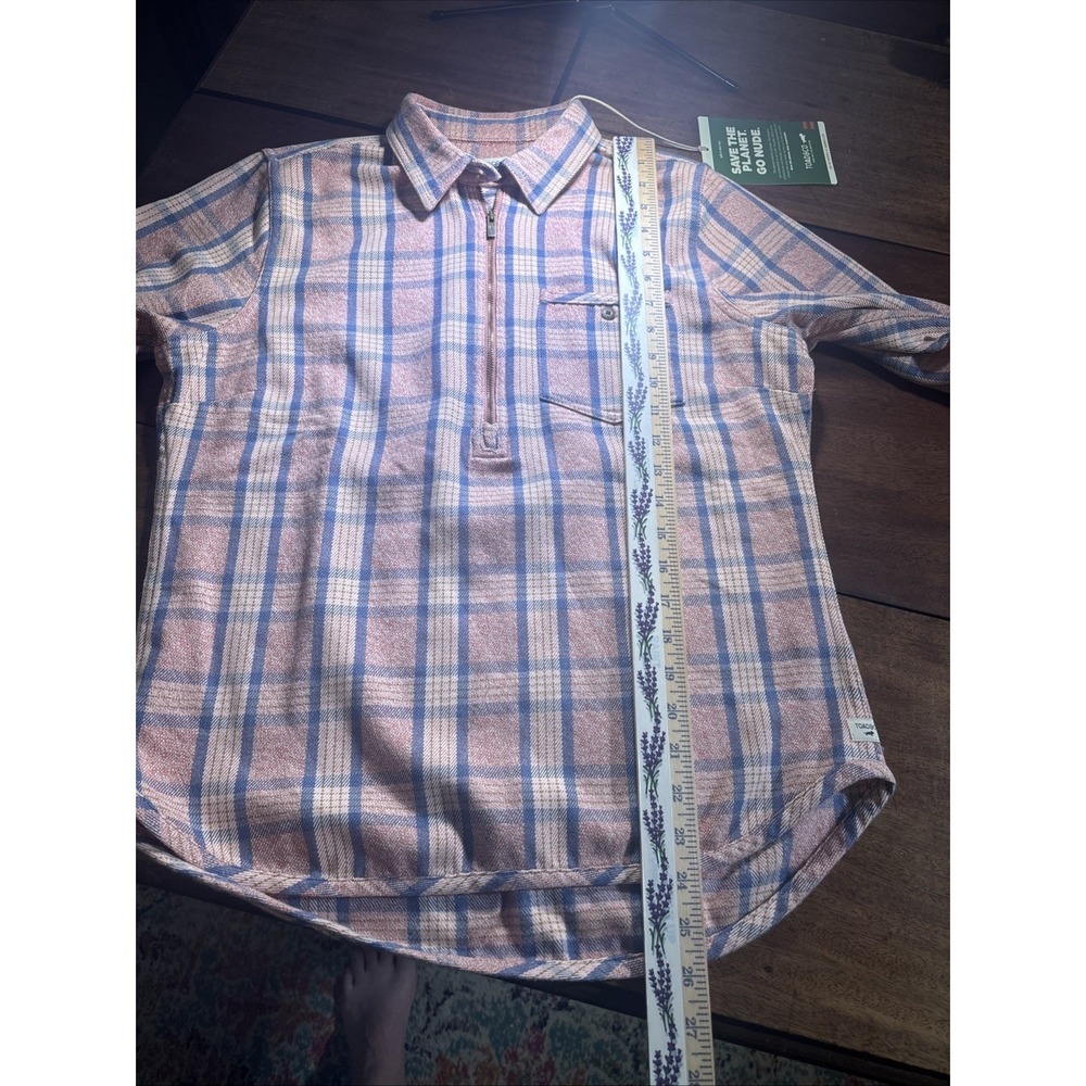TOAD & CO - NEW w TAG - Womens S Pullover 1/4 Zip BODIE‎ Flannel Shirt Pink - Picture 12 of 14